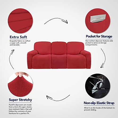 PureFit Super Stretch 3 Seats Recliner Sofa Couch Cover - Image 3