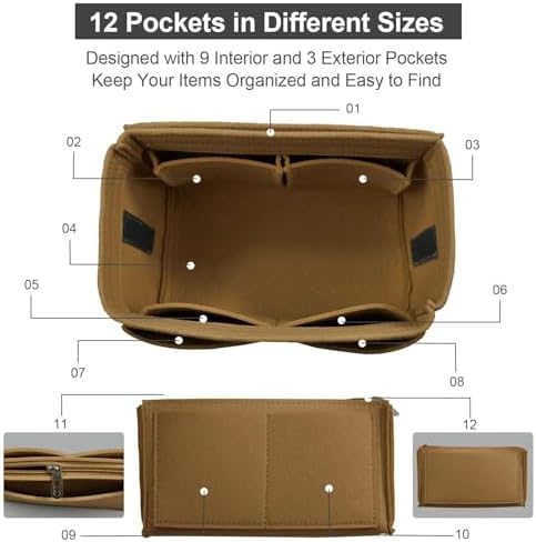 OMYSTYLE Purse Organizer Insert, Felt Tote Bag Organizer Insert - Image 3