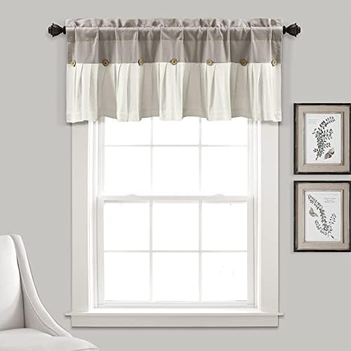 Lush Decor Linen Button Farmhouse Valance Curtians 52"W x 18"L Navy & White - Image 6