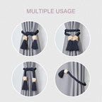 NICEEC 2 Pack Wooden Polyhedron Magnetic Curtain Tiebacks Boho Home Decor Drape - Image 6