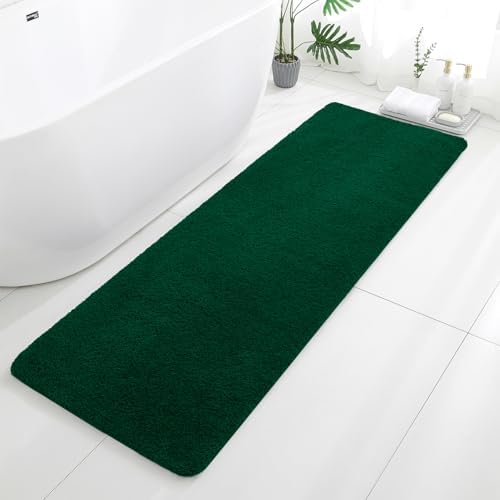 Polyester Bathroom Runner Rug 24"x72" Verdant Green, Soft Bath Mat by Kildoss