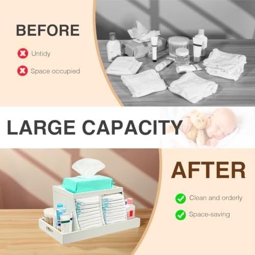 Three colors Diaper Organizer, Wooden Diaper Caddy Organizer, Changing Table - Image 5