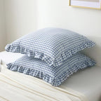 2 Pack Dust Blue Gingham Ruffle Throw Pillow Covers 22''x22'' - Image 2