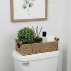 CubesLand Wicker Toilet Storage Basket Tray Organizer W/Cut Out Handle - Image 3