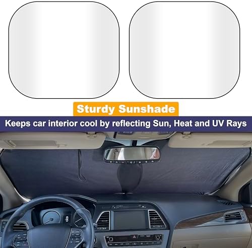 EcoNour 2-Piece Foldable Car Front Window Sun Shade, UV & Heat Protection - Image 2