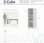Homes: Inside + Out Apexa 3-Cube Storage Organizer Shelves, Stackable Wood - Image 3