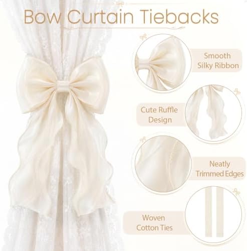VIS'V Curtain Tiebacks, French Silky Bow Curtain Holdbacks - Image 4