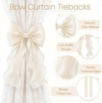 VIS'V Curtain Tiebacks, French Silky Bow Curtain Holdbacks - Image 4