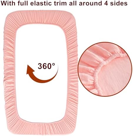 NTBAY Crib Muslin Fitted Sheets, 2 Pack, 28 x 52, Coral Pink - Image 4