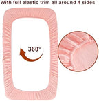 NTBAY Crib Muslin Fitted Sheets, 2 Pack, 28 x 52, Coral Pink - Image 4