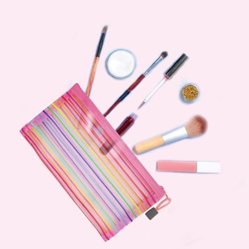 Mesh Bags with Zipper, Nylon Makeup Bag Cosmetic Pouches Travel Organizer Case - Image 2