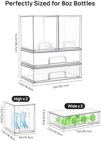 Vtopmart Clear Stackable Storage Drawers Set of 4, Baby Bottle Organizer - Image 2
