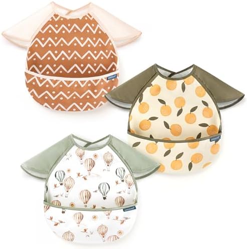 GRSSDER 3-pack Mess Proof Baby Feeding Bibs by BUYNOW