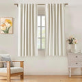 ZJDECOR Beige Striped Full Blackout Curtain Panels 63 Inch by ZJDECOR