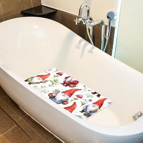Shower Mat Non Slip 26.8 x 15.1 Inches, Gnomes and Flower Bathtub Mat Shower - Image 5