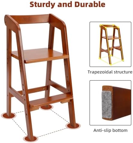 Yoleo Wooden High Chair for Toddlers to Teens, Adjustable Dining Feeding Chair - Image 3