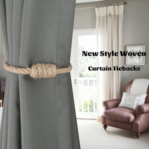 BEL AVENIR Magnetic Jute Curtain Tiebacks 2 Pack Hand-Woven Curtain Ties - Image 6