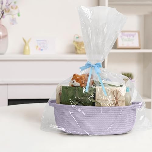 MEGASKET Purple Small Woven Basket, 13” x 9” x 5” Baskets - Image 3