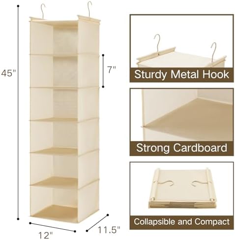 MAX Houser 2 Pack 6 Tier Foldable Hanging Closet Organizer - Image 3