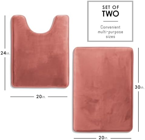 Clara Clark 2 Piece Bathroom Rugs, Velvet Memory Foam Bath Mat Set, Non-Slip - Image 2