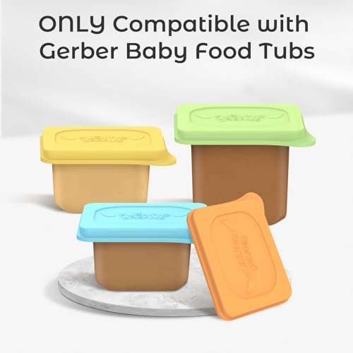 Baby Food Lids Compatible with Gerber Food Containers, BPA Free Silicone Baby - Image 2