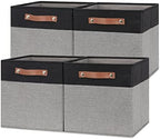 Temary Fabric Cube Storage Bins 12 Inch Decorative Storage Cubes Baskets 4 Pack by TEMARY