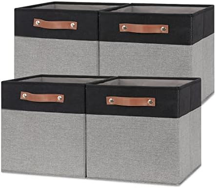 Temary Fabric Cube Storage Bins 12 Inch Decorative Storage Cubes Baskets 4 Pack by TEMARY