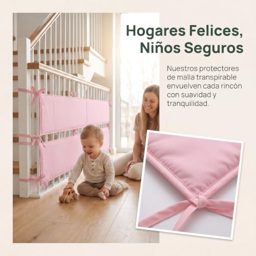 4 Pack Crib Rail Cover Sets, Full Surround Mesh Crib Rail Padding & Crib - Image 2