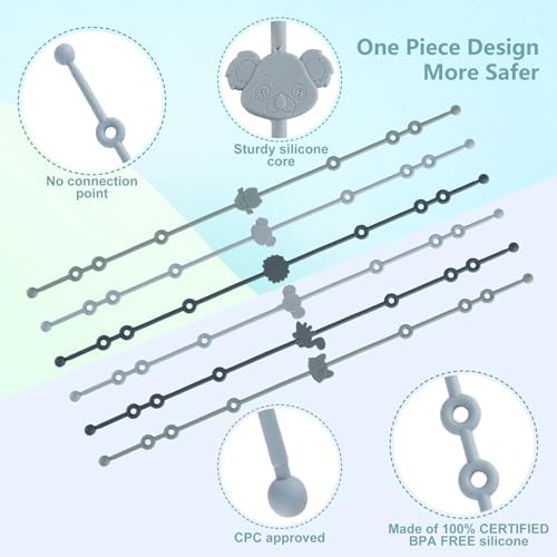 Slotic 6-Pack Baby Toy Straps, Silicone High Chair & Stroller Straps, Toddler - Image 3