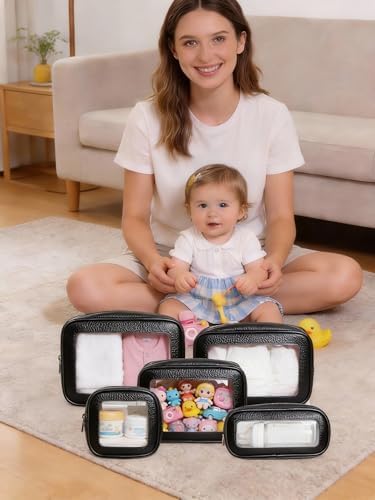 5Pcs Diaper Bag Organizer Pouch Set, Waterproof Travel Clear Makeup Bag Set - Image 2