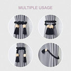 NICEEC 4 Pack Wooden Polyhedron Magnetic Curtain Tiebacks Boho Home Decor Drape - Image 6