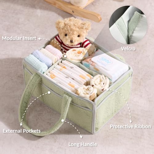 luxury little Soft Baby Diaper Caddy Organizer, Nursery Storage Basket - Image 4