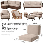 8Pcs Outdoor Cushion Covers, Stretch Patio Furniture Couch Chair Slipcovers - Image 2