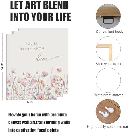 3Pcs Wildflower Nursery Canvas Wall Art Flower Botanical Sentence Poster - Image 3