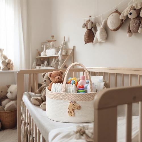 Diaper Caddy Organizer Cotton Rope Diaper Caddy Basket Cute Giraffe Empty Gift - Image 4