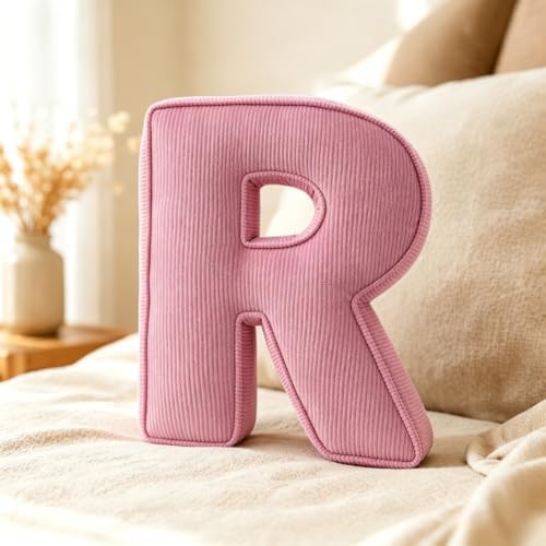 Pink Letter Plush Pillow, Letter Hugging Throw Pillows, Decorative Corduroy by Shapeazy