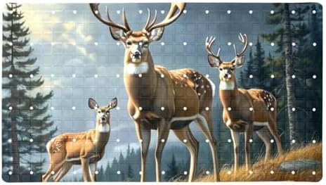 Bathtub Mat Non Slip 26.8x15.1In, Forest Deers Bath Mat by Anna+Cowper