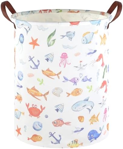 Marine animal kids waterproof foldable laundry basket, Fish Hamper, Nursery by FXOCSHE