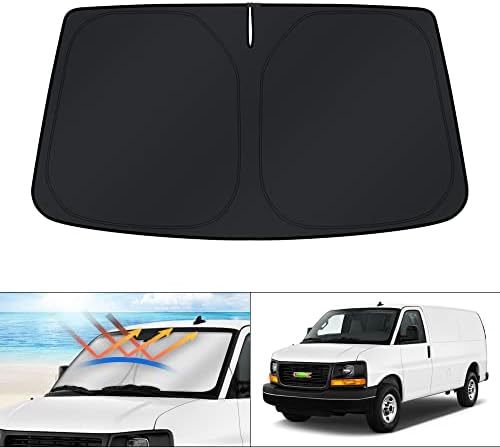 KUST Windshield Sun Shade for 1996-2024 GMC Savana Van Accessories, Passenger & by KUST