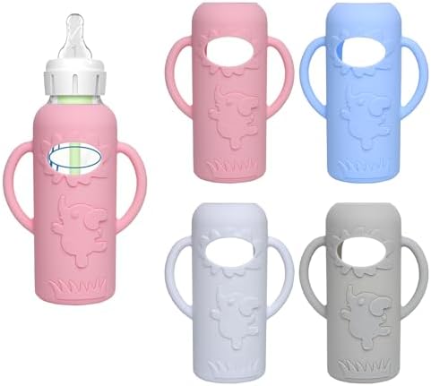 4 Pack Silicone Sleeves for Dr. Brown's Glass Baby Bottles -Drop Protection by WAJIAYON
