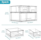 Vtopmart Clear Stackable Storage Drawers, 3 Pack Wide Organizer Set - Image 3