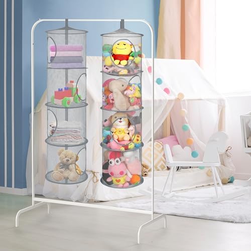 2Pcs Hanging Stuffed Animal Storage Hammock Net 4 Tiers - Image 5