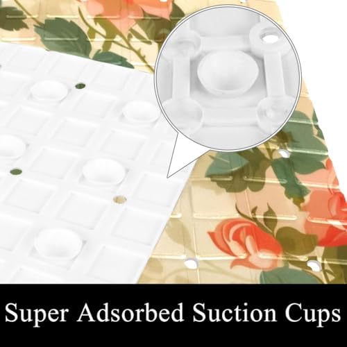 Shower Mat Non Slip 26.8 x 15.1 Inches, Vintage Rose Bathtub Mat Shower Stall - Image 3