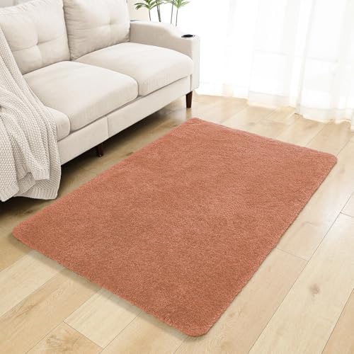 Polyester Bathroom Rug 40"x60" Rust, Large Soft Shaggy Bath Mat by Kildoss