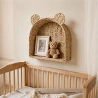 Arched Teddy Bear Nursery Wall Shelf, Paper Rope Basket - Image 6