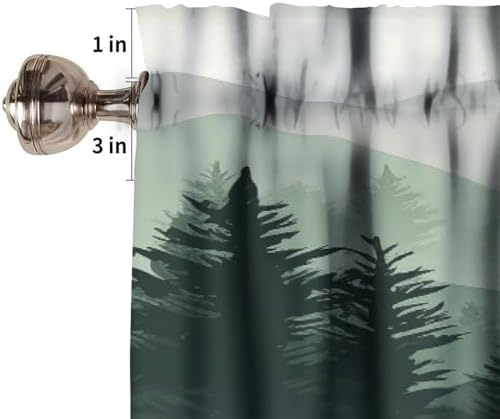 Forest Valance Curtain for Kitchen, Window Treatment Watercolor Green Forest - Image 3