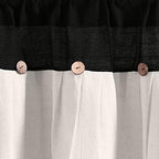 Lush Decor Linen Button Farmhouse Valance Curtians 52" W x 18" L Black & White - Image 3