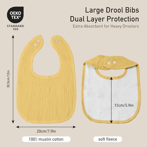 Muslin Bibs for Baby Boy Girl, Adjustable Fit for Drooling and Teething - Image 3