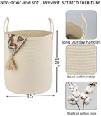 XUANGUO Cotton Rope Laundry Basket Hamper - Image 2