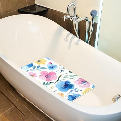 Shower Mat Non Slip, Florals Watercolor Anti Slip Bath Mat - Image 5